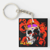 Porte-clés Gothique Crâne Roses rouges (Devant)