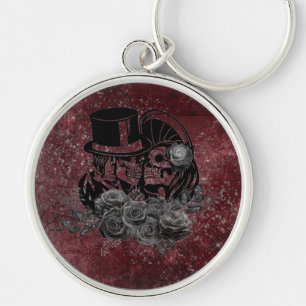 Porte-clés Gothique Kissing Skulls Couple Et Sang Rouge Étern