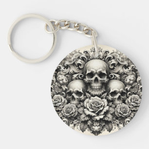 Porte-clés Gothique Vintage Élégant Crânes et Roses