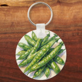 Porte-clés Gousses de Pois à l'Aquarelle (Verso)