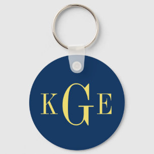 Porte-clés gousset principal de 3 de monogramme de marine