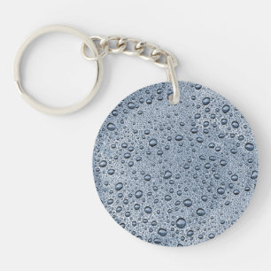 Porte-clés gouttelettes d'eau gris de métal