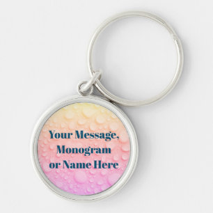 Porte-clés Gouttes d'eau arc-en-ciel, message monogrammé/nom