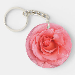 Porte-clés Gouttes d'Eau de Rose Rose Romantique