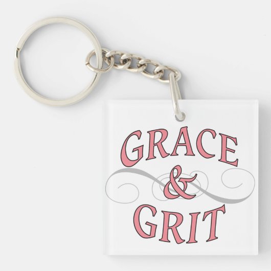 Porte-clés Grace & Gris en rose et gris (Devant)