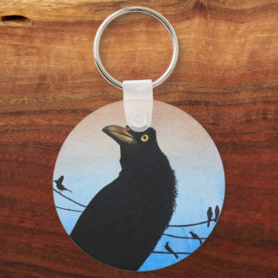 Porte-clés Grackle Austin Texas Bird Nature Peinture de la fa