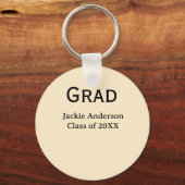 Porte-clés Grad bold letter name class of 20XX yellow pastel  (Recto)