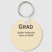 Porte-clés Grad bold letter name class of 20XX yellow pastel  (Verso)