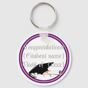 Porte-clés Grad Casquette Tilt & Diplôme avec couleurs violet