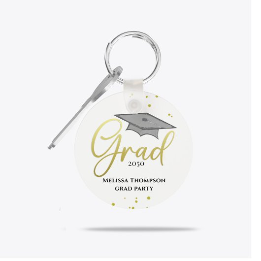 Porte-clés Graduate Grad Gold Graduation Script Party