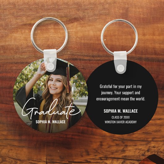 Porte-clés Graduate Simple Modern Script Message photo person