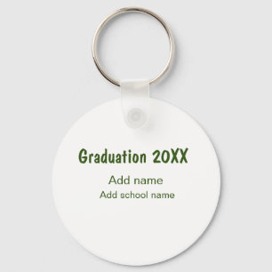 Porte-clés Graduation 20XX ajouter nom année école vert moder