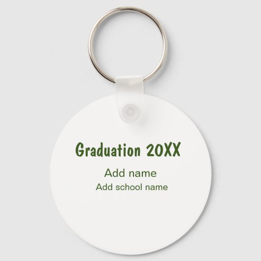 Porte-clés Graduation 20XX ajouter nom année école vert moder (Recto)