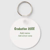 Porte-clés Graduation 20XX ajouter nom année école vert moder (Verso)