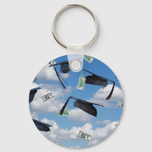 Porte-clés Graduation caps and money in sky