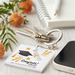 Porte-clés Graduation Congrats Diplôme de Casquette de deuxiè