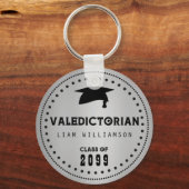 Porte-clés Graduation de Valedictorian noir et argent (Recto)