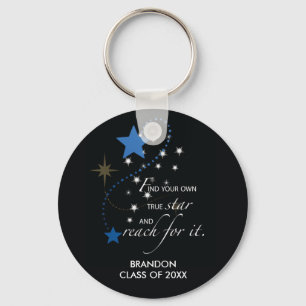 Porte-clés Graduation étoiles bleues sur Black Inspirational