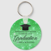 Porte-clés Graduation Green Sparkle Chic Custom Graduate (Recto)
