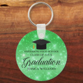 Porte-clés Graduation Green Sparkle Chic Custom Graduate (Recto)