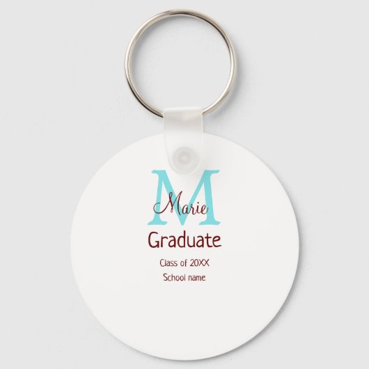 Porte-clés Gradué ajouter nom monogramme vert rose simple min (Recto)