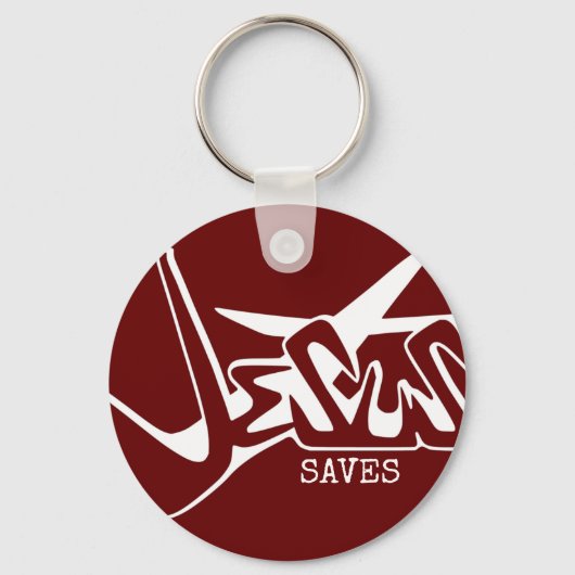 Porte-clés Graffiti rouge Jésus sauve le Porte - clé (Recto)