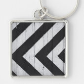 Porte-clés Grain de bois peint noir et blanc (Devant)