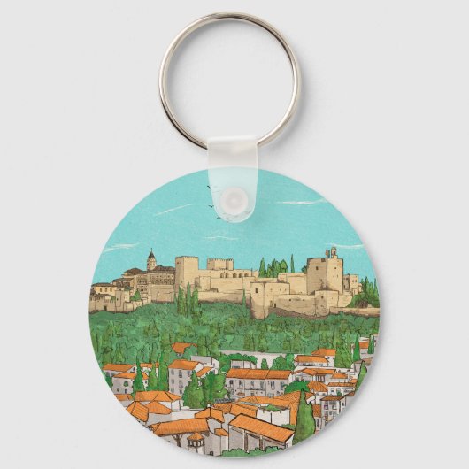 Porte-clés Granada Cityview Espagne Illustration du paysage (Recto)