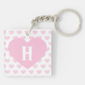 Porte-clés Grand coeur rose-clair - monogramme (Dos)