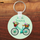 Porte-clés Grand Cool Extraordinaire Vélos verts Fleurs (Recto)