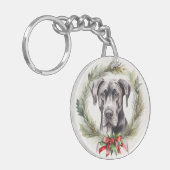 Porte-clés Grand Dane Noël Wreath Festive Pup (Devant gauche)