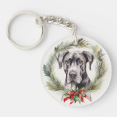 Porte-clés Grand Dane Noël Wreath Festive Pup (Devant)