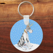 Porte-clés Grand Dane Reindeer Arlequin de Noël (Recto)