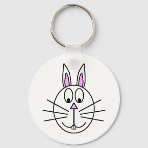 Porte-clés Grand dessin blanc de bande dessinée de lapin