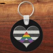 Porte-clés Grand drapeau LGBT Ally Pride Coeur coloré avec As (Recto)