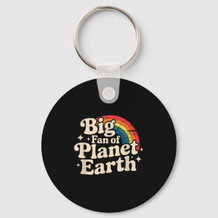 Porte-clés Grand fan de la planète Terre rétro 70s arc-en-cie