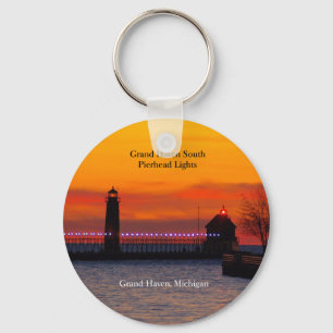 Porte-clés Grand Haven South Pierhead Lumières coucher de sol