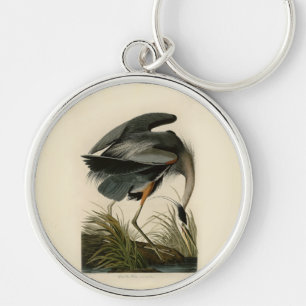 Porte-clés Grand Héron bleu d'Audubon Marais Oiseau