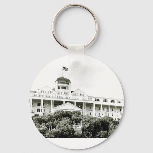 Porte-clés Grand Hotel, Île Mackinac, noir et blanc (Recto)