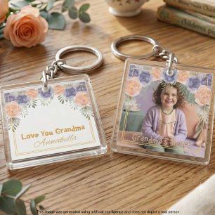 Porte-clés Grand-mère Anniversaire Rose Fleur Sauvage Photo F