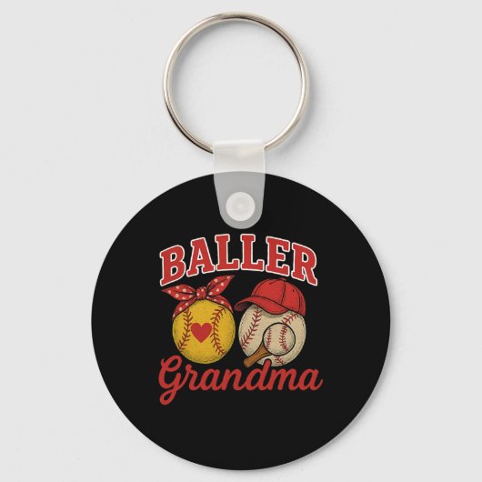 Porte-clés Grand-Mère Parfaite Du Softball Et Du Baseball (Recto)