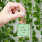 Porte-clés Grand motif patchwork vert texturé (main)