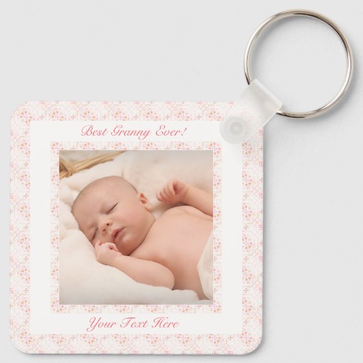 Porte-clés Grand-parents Day Pink Meilleure grand-mère jamais (Dos)