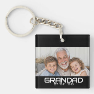 Porte-clés Grand-père a établi une photo en noir et blanc gra