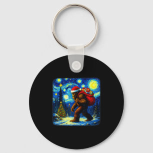 Porte-clés Grand Père Noël Bigfoot Noël Nuit Étoilée Sasquatc