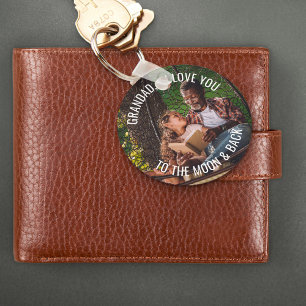 Porte-clés Grand-père vous aime sur la lune et la photo arriè