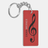 Porte-clés grand porte - clé musical rouge avec le nom et les (Devant gauche)