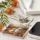 Porte-clés Grand Pyrénées Chiot automne délice Citrouille (Devant Droit)