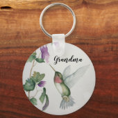 Porte-clés Grande-mère Colibri Élégante peinture aquarelle (Recto)