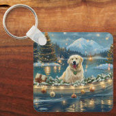 Porte-clés Grande Pyrénées Noël Festive Voyage (Recto)